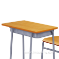 Double school student desk and chair benches